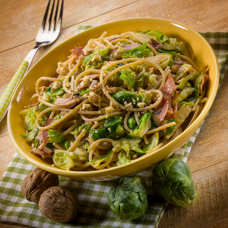 Brussels Sprouts and Ham Lo Mein (Holiday Use It Up Recipe)