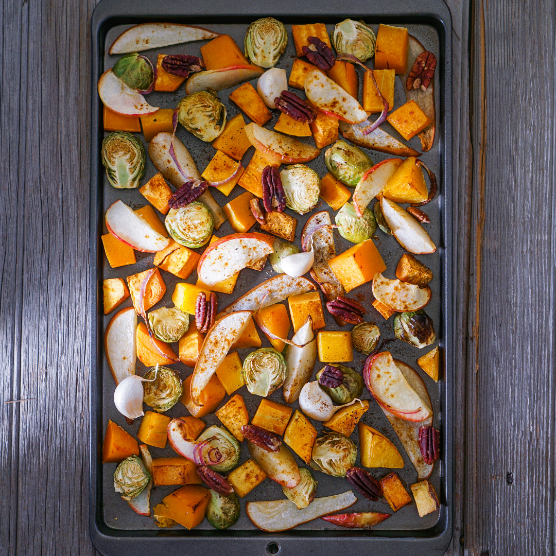 Roasted Sweet Potato, Apples and Brussels Sprouts